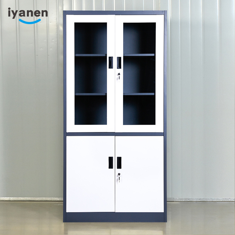 IYANEN grey white disassemble office file storage 3 point lock 2 swing door steel filing cabinet metal