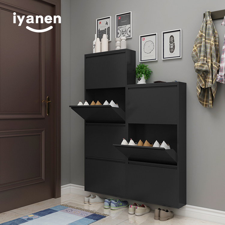 Modern home furniture wall mounted shoe rack shoe storage metal footwear cupboard 3 drawer display cabinet steel shoes rack