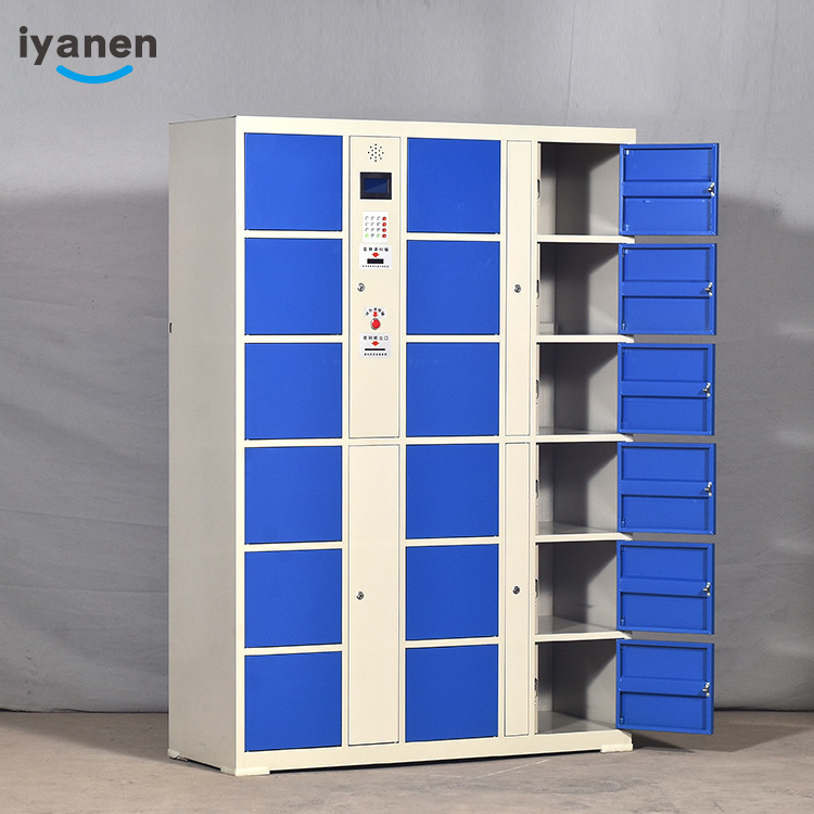 Iyanen Steel Smart Fingerprint Lockers 36 Doors Luggage Storage Electronic Supermarket Beach Park Metal Cabinet Locker