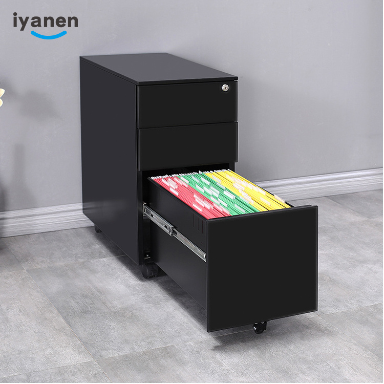 IYANEN under desk 3 drawers  small A4 file folder storage pedestal mobile office steel filing cabinet with caster