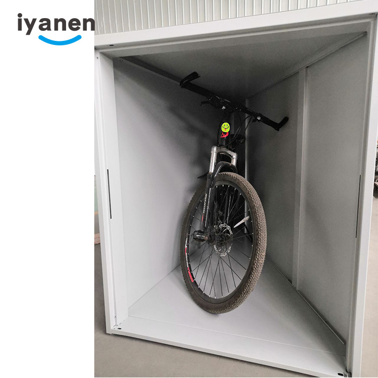 IYANEN supplier outdoor furniture waterproof 2 door steel metal bike storage box bicycle cabinet locker