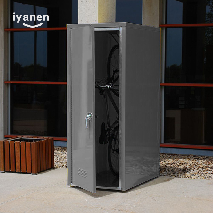 IYANEN supplier outdoor furniture waterproof 2 door steel metal bike storage box bicycle cabinet locker