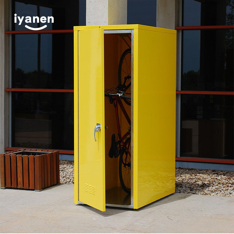 IYANEN supplier outdoor furniture waterproof 2 door steel metal bike storage box bicycle cabinet locker