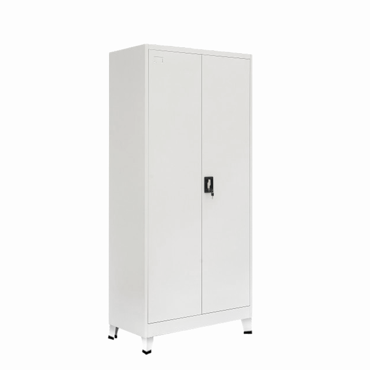 Modern design steel office furniture lockable 2 swing doors standing legs metal wardrobe storage clothes steel office locker