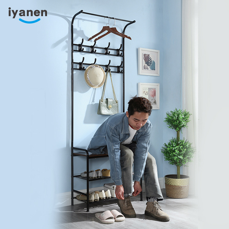 Hot-selling Floor Standing Hanger Storage Shoes Coat Hat Garment Drawer Organizer Metal Rolling Hanging Clothes Rack