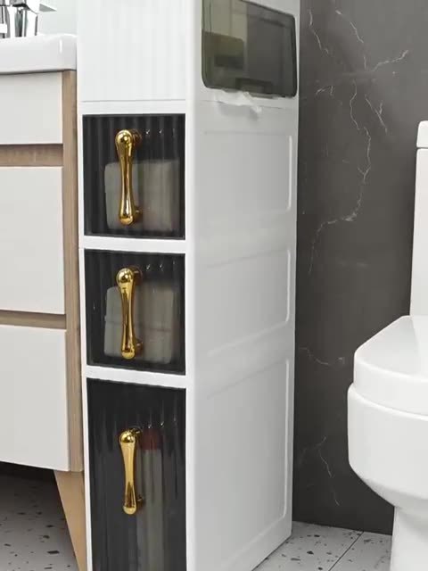 Storage cabinet Bathroom floor-to-ceiling narrow slit acrylic storage cabinet Bathroom toilet narrow slit removable cabinet