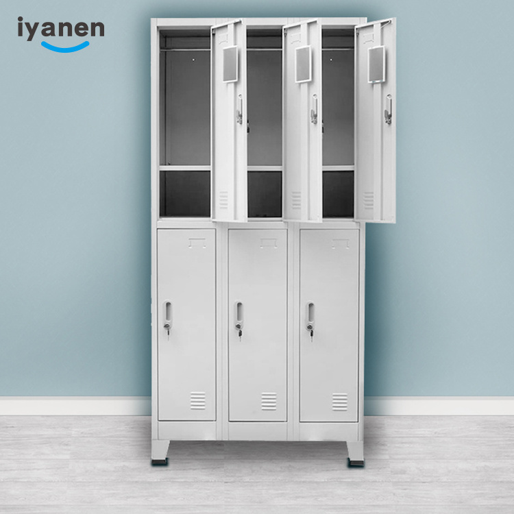 Wholesales bedroom furniture standing legs steel cupboard vertical 2 doors storage clothes steel ocker cabinet metal locker