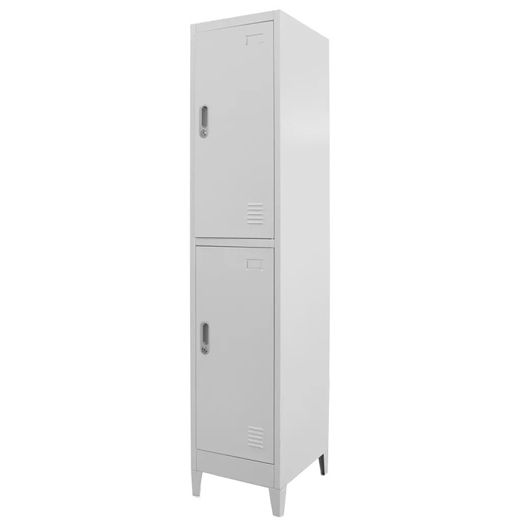 Wholesales bedroom furniture standing legs steel cupboard vertical 2 doors storage clothes steel ocker cabinet metal locker