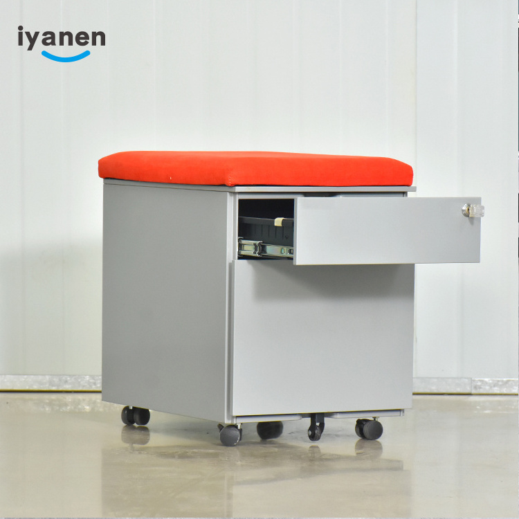 IYANEN red cushione cover lockable metal office file storage mobile pedestal 2 drawer steel filing cabinet