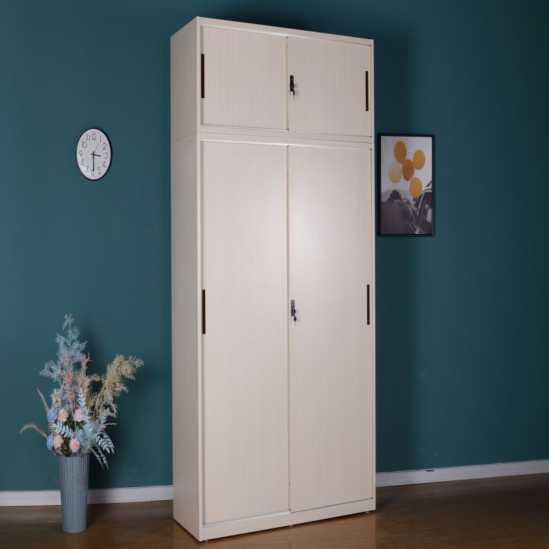 Cheap Furniture Pure Color armoire de rangemen Metal Closet 2Sliding Door Bedroom Steel Clothes Transfer Storage Locker Wardrobe