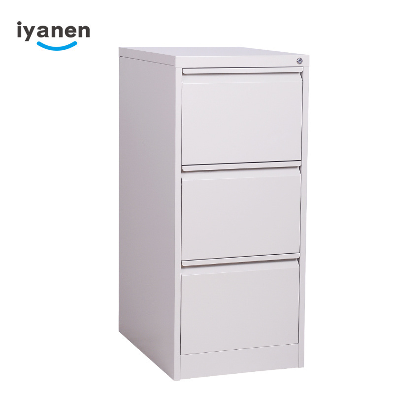 Most popular cheap storage shallow depth A4 file office metal 3 drawer vertical plan filing cabinet