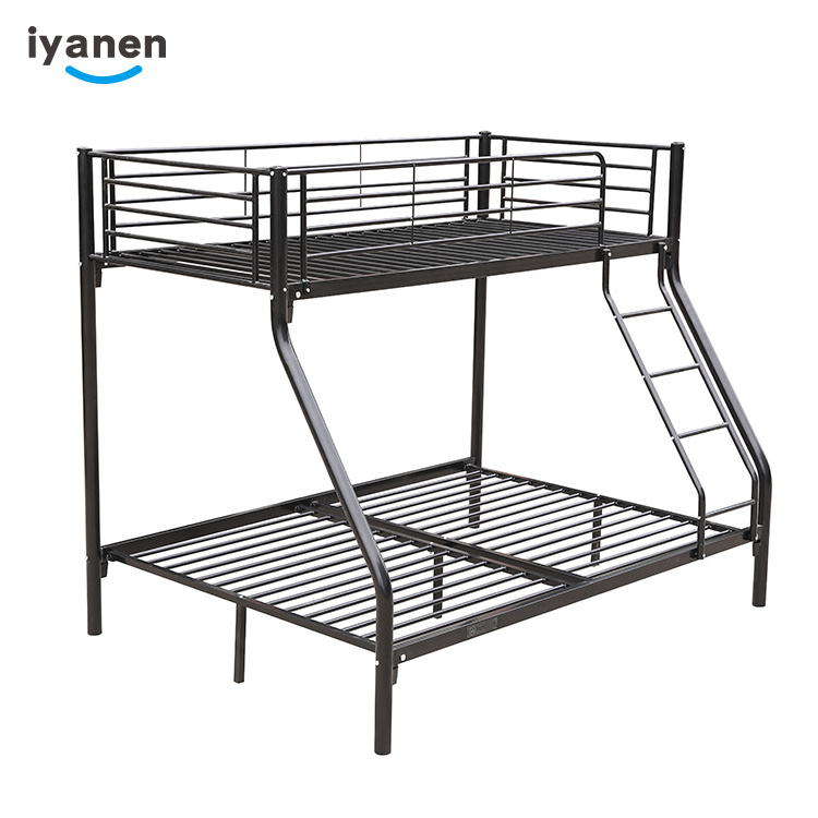 IYANEN space saving wholesale modern design black double decker heavy duty college dormitory apartment steel metal bunk bed