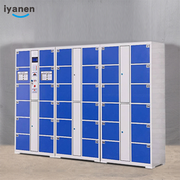 Iyanen Steel Smart Fingerprint Lockers 36 Doors Luggage Storage Electronic Supermarket Beach Park Metal Cabinet Locker