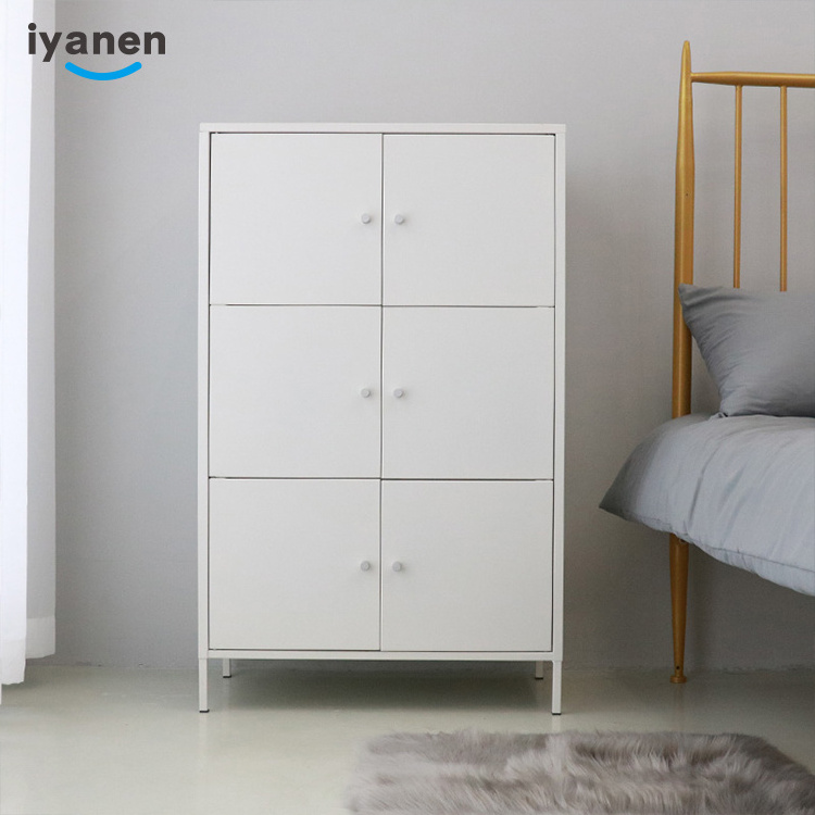 Home Living Room cabinet Furniture powder coating color Standing kids clothes toys 3 tier mini steel sideboard Storage Lockers