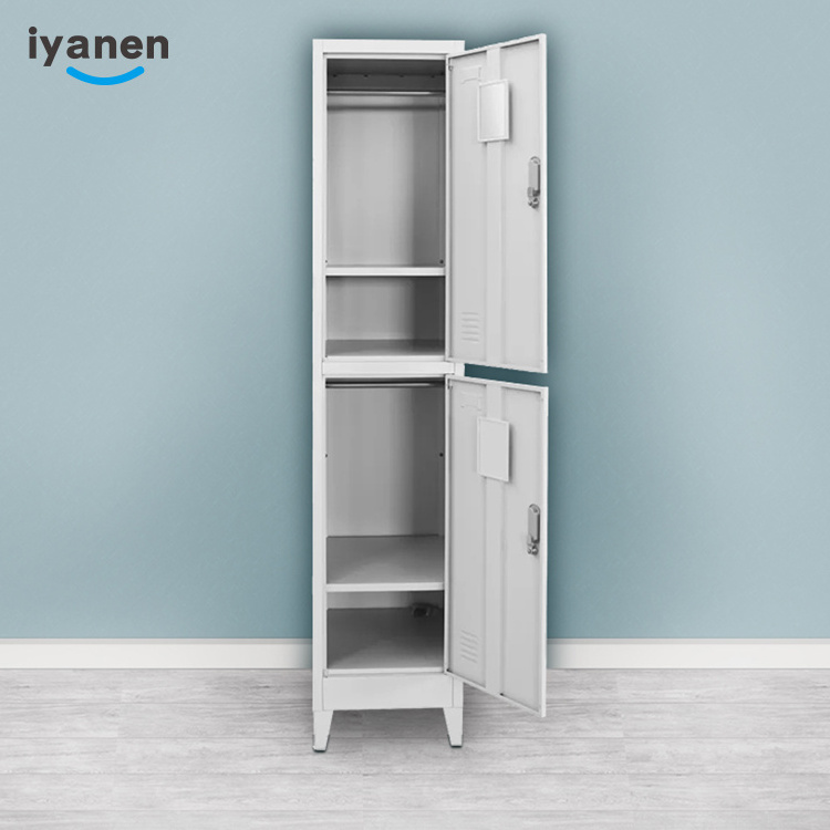 Wholesales bedroom furniture standing legs steel cupboard vertical 2 doors storage clothes steel ocker cabinet metal locker