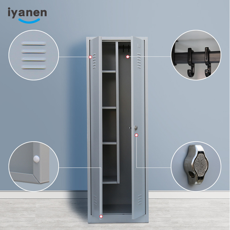 China IYANEN customized modern double swing door cleaning tool mop broom office steel storage cabinet