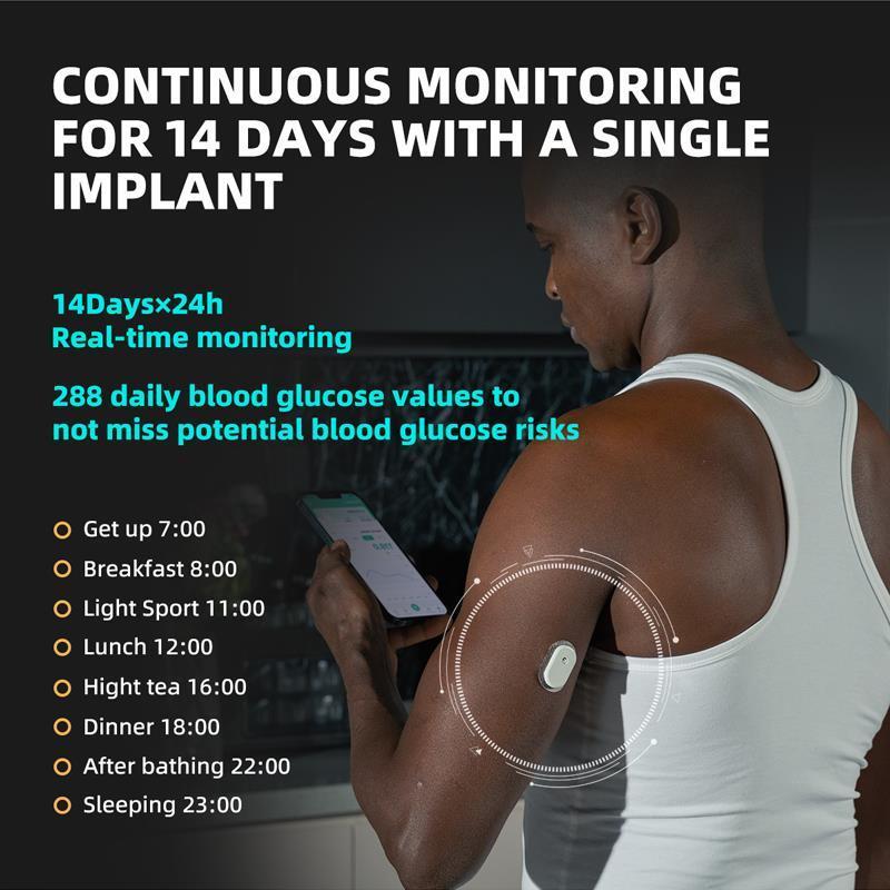 Sibionics CGM Continuous Glucose Monitoring Sensor Blood Glucose Meter 24h Real Time Monitoring Tester Diabetes