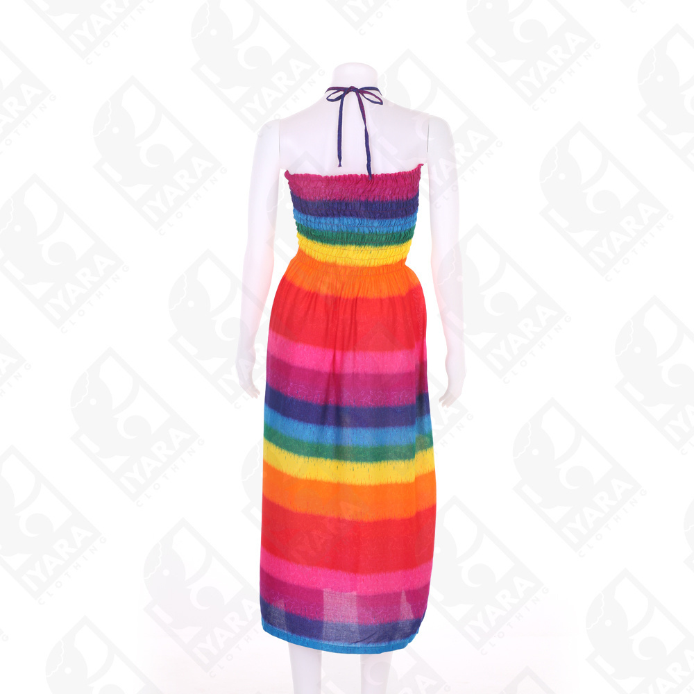 Wholesale Rainbow Printed Smocked Maxi Dress