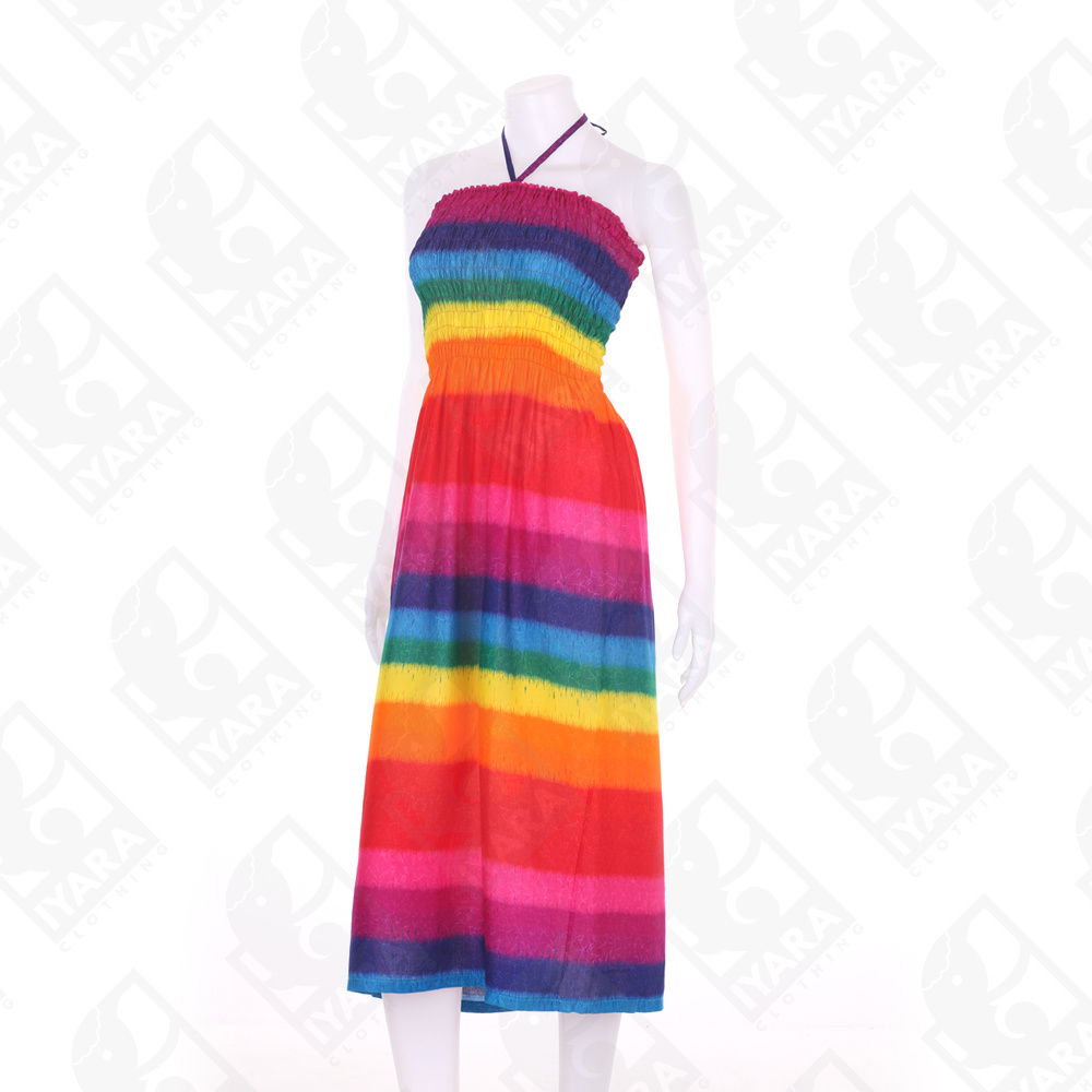 Wholesale Rainbow Printed Smocked Maxi Dress