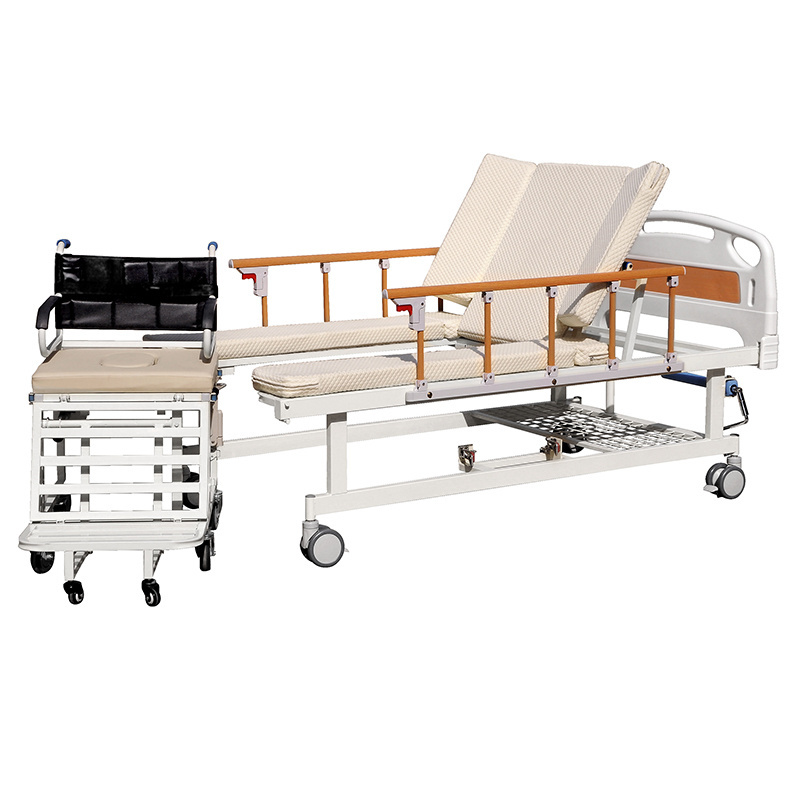 Multifunctional Hospital and Home Care Medical Nursing Manual Transfer Wheelchair Bed