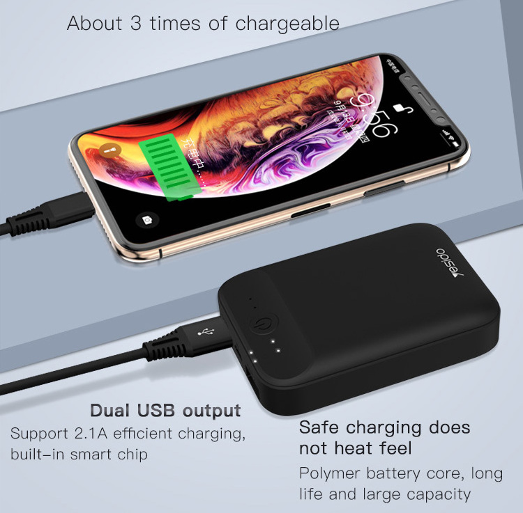 Yesido High Capacity Portable Mini 1000Mah 2 Micro Usb Charger Mobile Power Bank