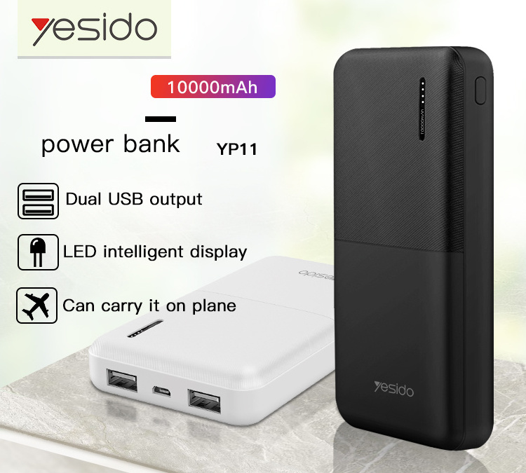 China Supplier High Capacity 2 Usb Port Powerbank Portable Mobile Phone Power Bank 10000Mah