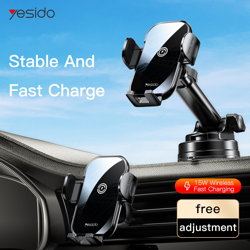 C197 Wholesale 15W Fast Charging Wireless Car Charger 360 Rotating Suction Cup Air Vent Phone Holder For IP