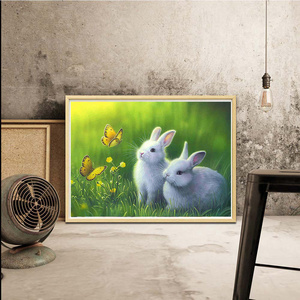 Full Square 5D Diamond Painting Rabbit Diamond Embroidery Animal Picture Mosaic Flower Cross Stitch New Arrival Wall Art