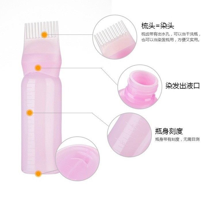 Hairdressing Dry Cleaning Salon Hair Dry Cleaning Bottle Shampoo Hair Oil Dye Applicator Bottle With Comb