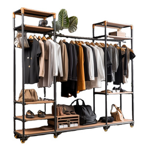 Custom Gold Clothes Racks For Boutique Clothing Display Rack And Shelf Garment Clothing Rack Wheels