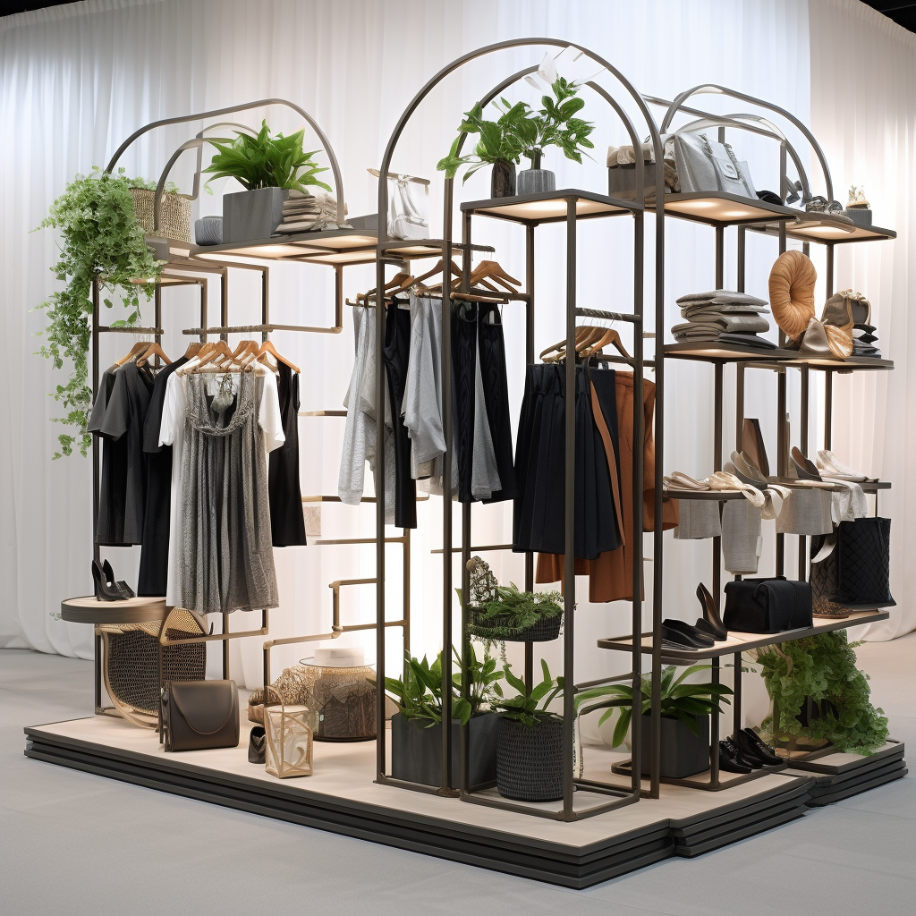 Trendy Fashion Retail 3 Way Clothing Rack Women's Clothing Rack Custom Shelves Metal Double Clothing Rack