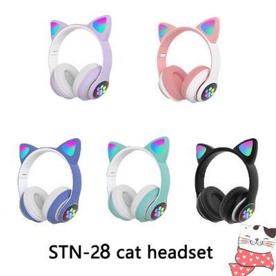 2021 Colorful LED earphones Cat Ears Claw Headphones pink gaming headsets Wireless STN-28 cuffia wireless Earbuds