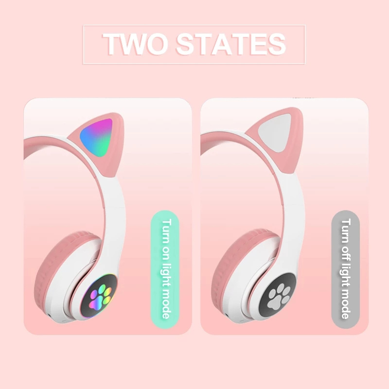 2021 Colorful LED earphones Cat Ears Claw Headphones pink gaming headsets Wireless STN-28 cuffia wireless Earbuds