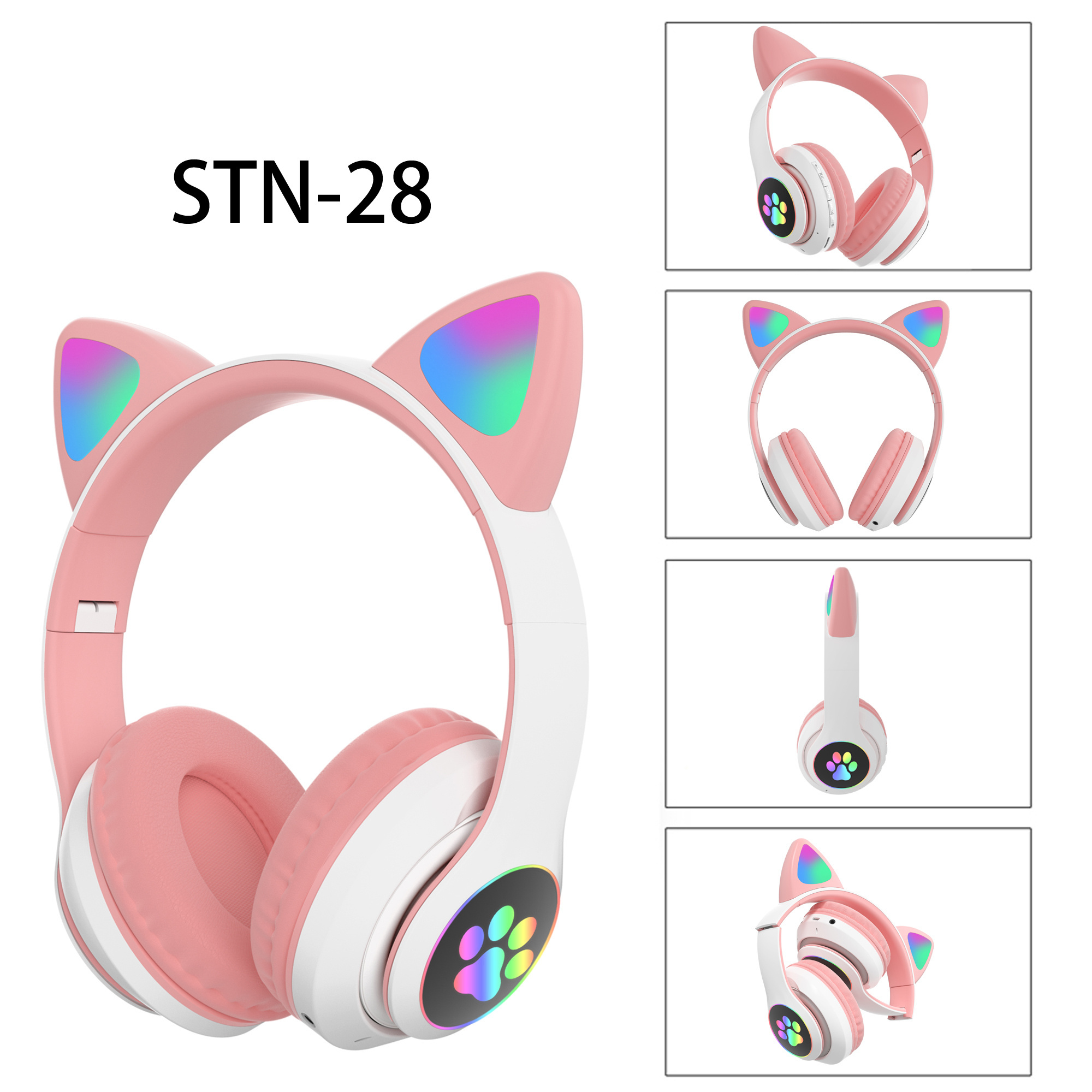 2021 Colorful LED earphones Cat Ears Claw Headphones pink gaming headsets Wireless STN-28 cuffia wireless Earbuds