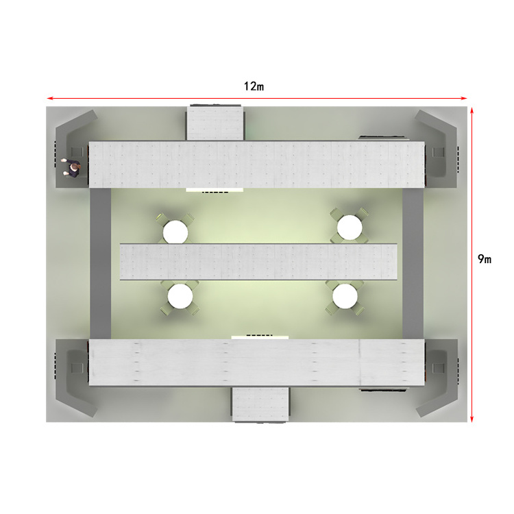 IZExpo Booth Exhibition Booth Free Design 10X20 20X20 Trade Show Display Stand With TV Hot Toy Gun Wooden Material Exhibit Booth