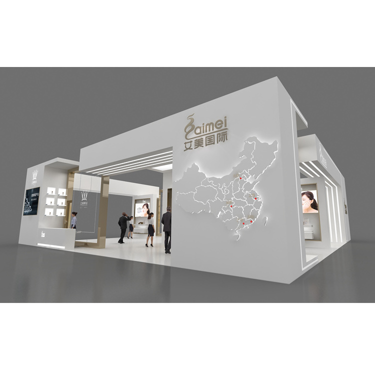 IZEXPO 30mins Quick Build Booth 10X20 Trade Show Promotional Pet Food Design Display Shopping Mall Kiosk Wooden Modular Booth