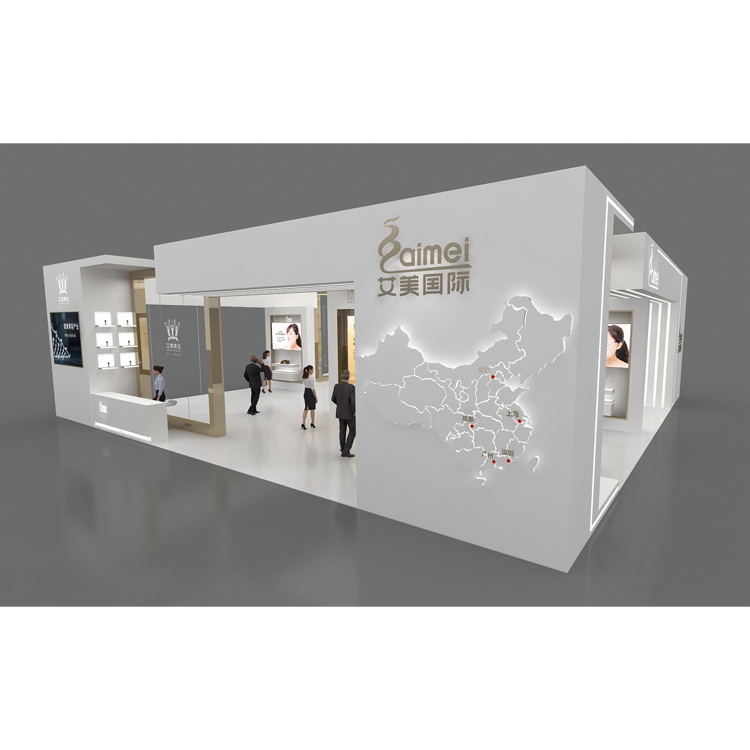 IZEXPO 30mins Quick Build Booth 10X20 Trade Show Promotional Pet Food Design Display Shopping Mall Kiosk Wooden Modular Booth