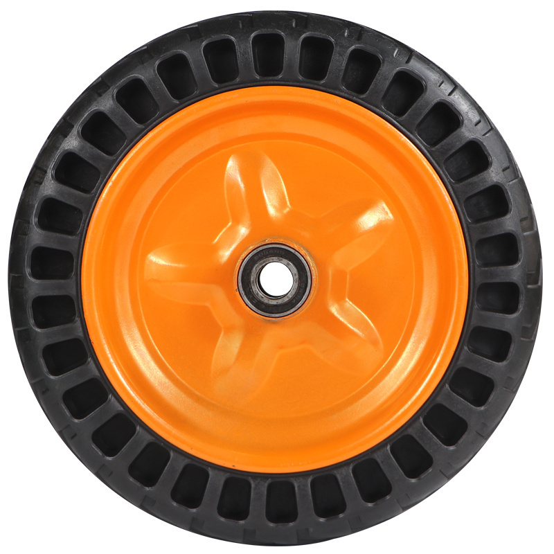 ORANGE WHEELBARROW WHEEL CHOOSE PNEUMATIC & PUNCTURE PROOF TYRE SOLID 3.00-8