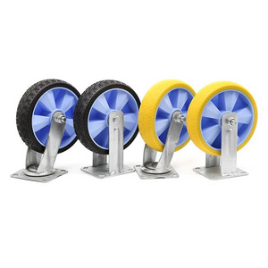 TPR heavy duty casters mute rubber wheels 5 6 8 inch flat cart wheels cart universal solid