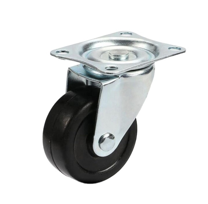 zinc plating furniture plate casters 40 50 65 75mm rubber caster wheel