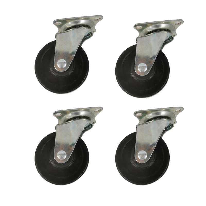 zinc plating furniture plate casters 40 50 65 75mm rubber caster wheel