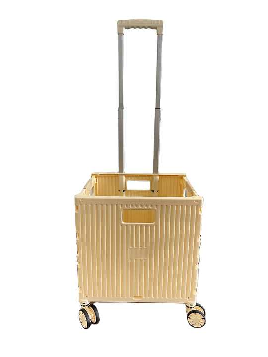 Foldable Utility Cart Portable Rolling Crate Handcart Shopping Trolley Collapsible 4 Rotate Wheels with Durable Handle