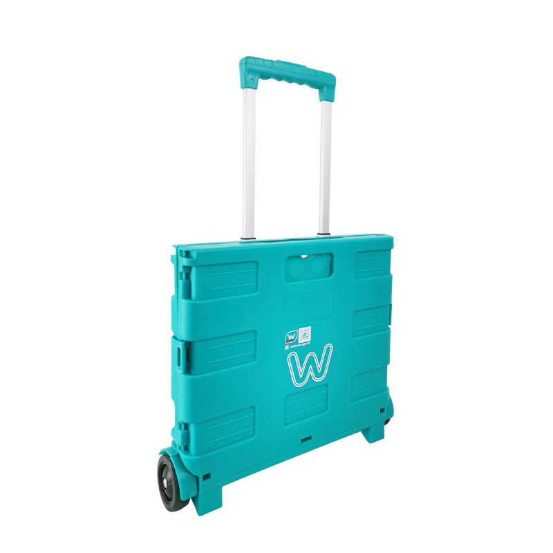 Foldable Utility Cart Portable Rolling Crate Handcart with Durable Heavy Duty Telescoping Handle  for Travel Shopping Moving