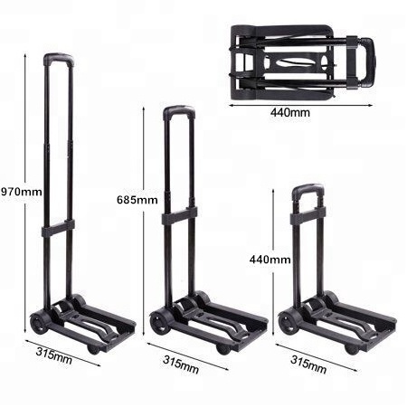 Wholesale Folding Luggage Cart with 2 Wheels Lightweight Plastic Luggage Trolley Hand Truck for camping