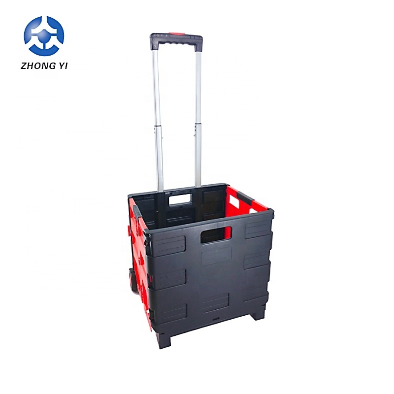 Folding Shopping Cart with Wheels Factory Wholesale Plastic Hand Trolley Canvas Plastic Luggage Bag Cart Carry Shopping Goods ZY