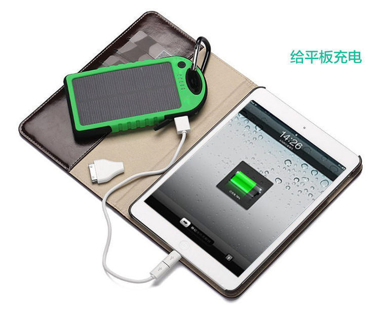 Portable Solar Keychain Power Bank Waterproof Solar Charger 5000mah with Solar Panel Battery for mobile phone