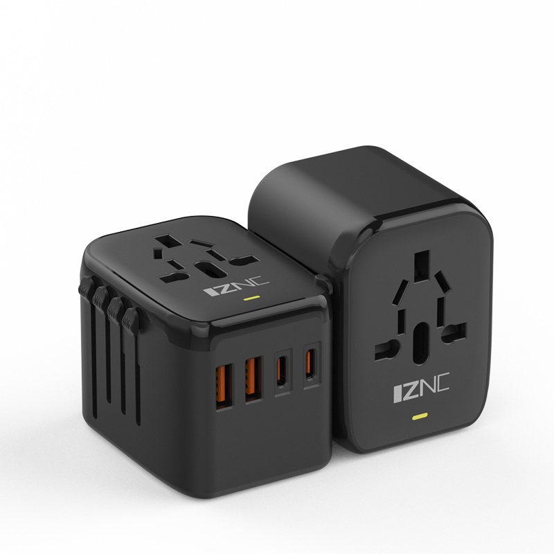 Uk to eu travel adapter Universal International 100w travel power socket adapter with usb and type-c logo