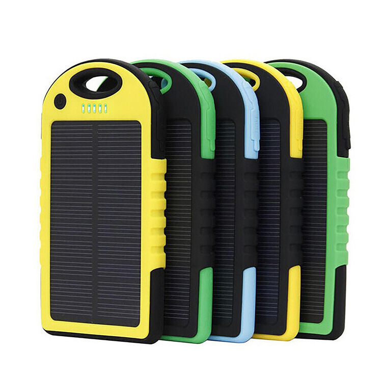 Portable Solar Keychain Power Bank Waterproof Solar Charger 5000mah with Solar Panel Battery for mobile phone