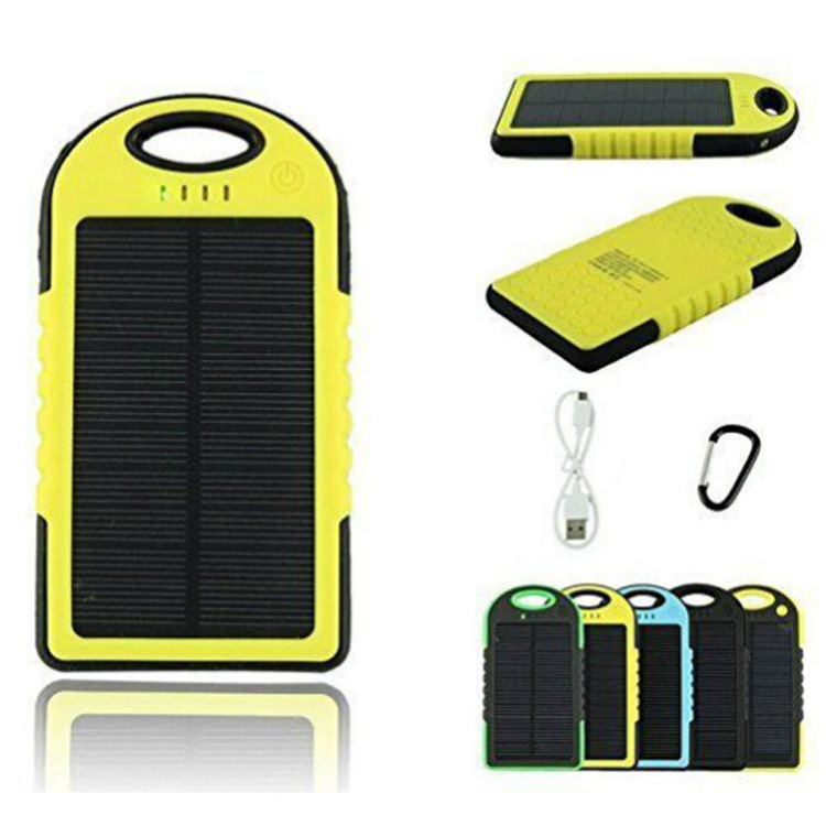 Portable Solar Keychain Power Bank Waterproof Solar Charger 5000mah with Solar Panel Battery for mobile phone