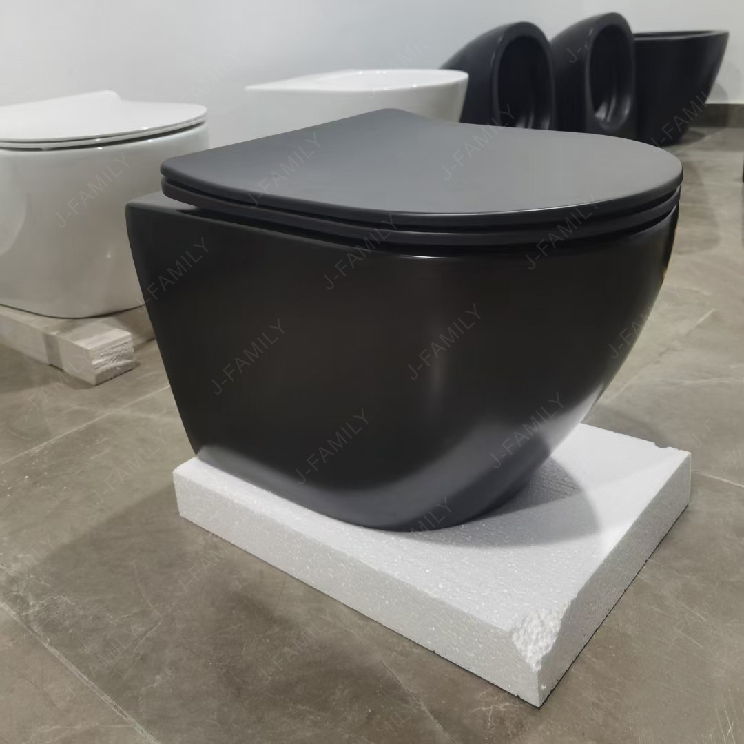 chaozhou  rimless bathroom ceramic wall mounted toilet Matt black wall hung toilet